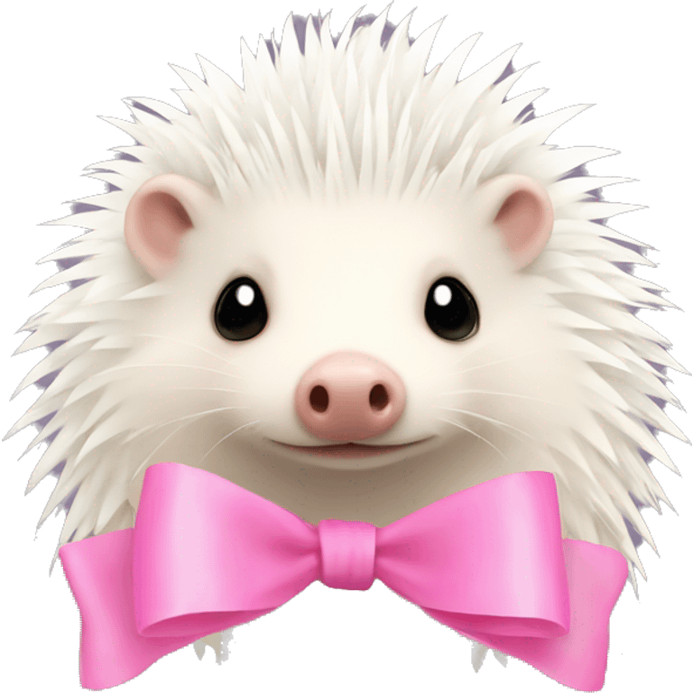 Albino hedgehog with a pink bow emoji