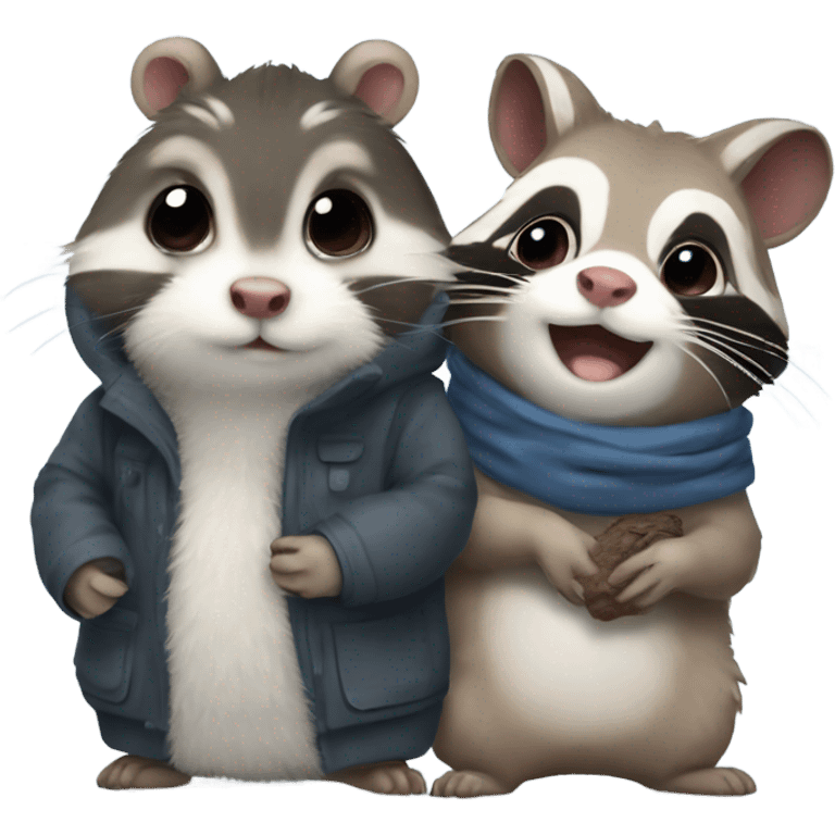 Cold weather hamster and raccoon  emoji