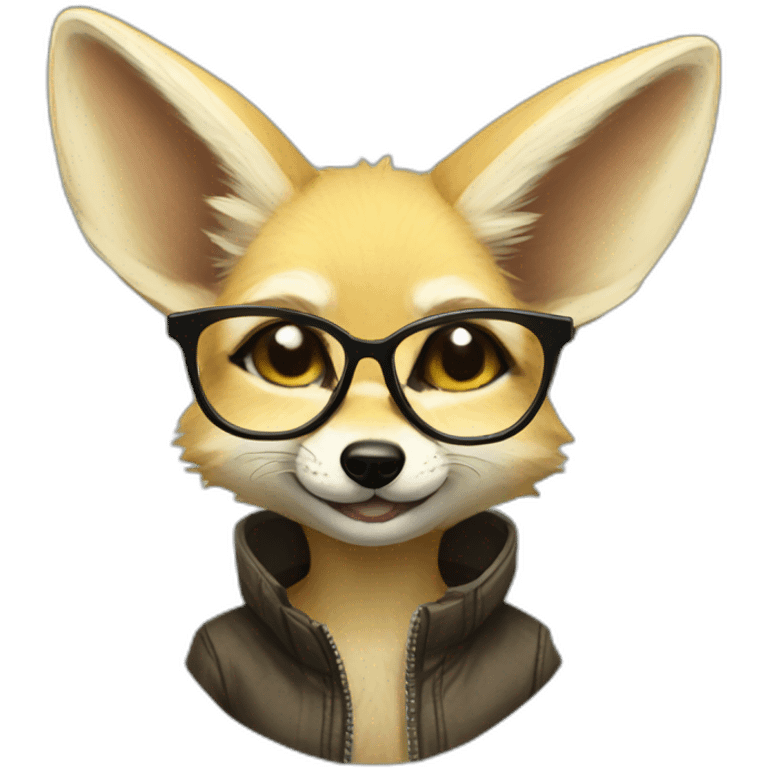 anthro fennec with glasses and mohawk haircut emoji