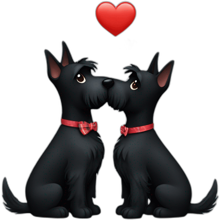 Two black Scottish terrier kissing emoji