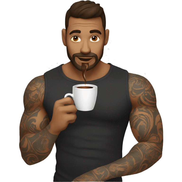 tatto men drinking coffee emoji