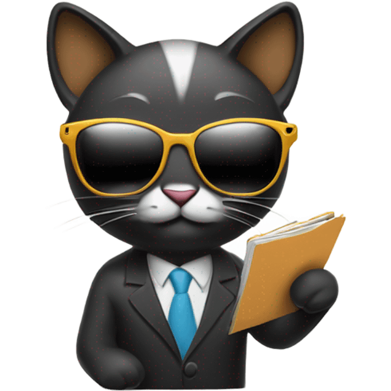 Create an emoji of the same cool cat (with sunglasses) checking off a simple list with its paw. The cat should look satisfied/pleased. Keep the same minimal style but make it look effortless and fun. Maybe add a tiny checkmark floating near its paw. emoji