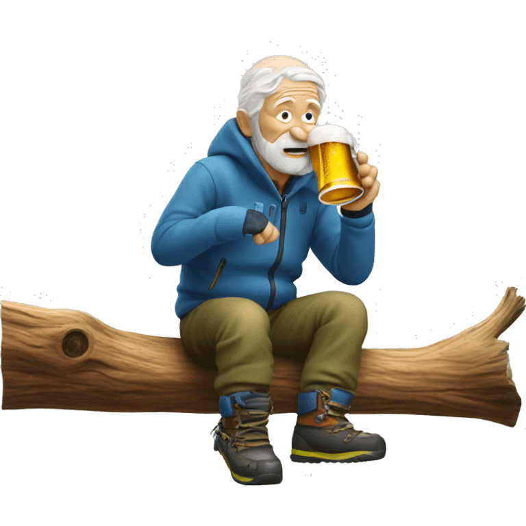 Old man ski bum drinking beers in trees  emoji