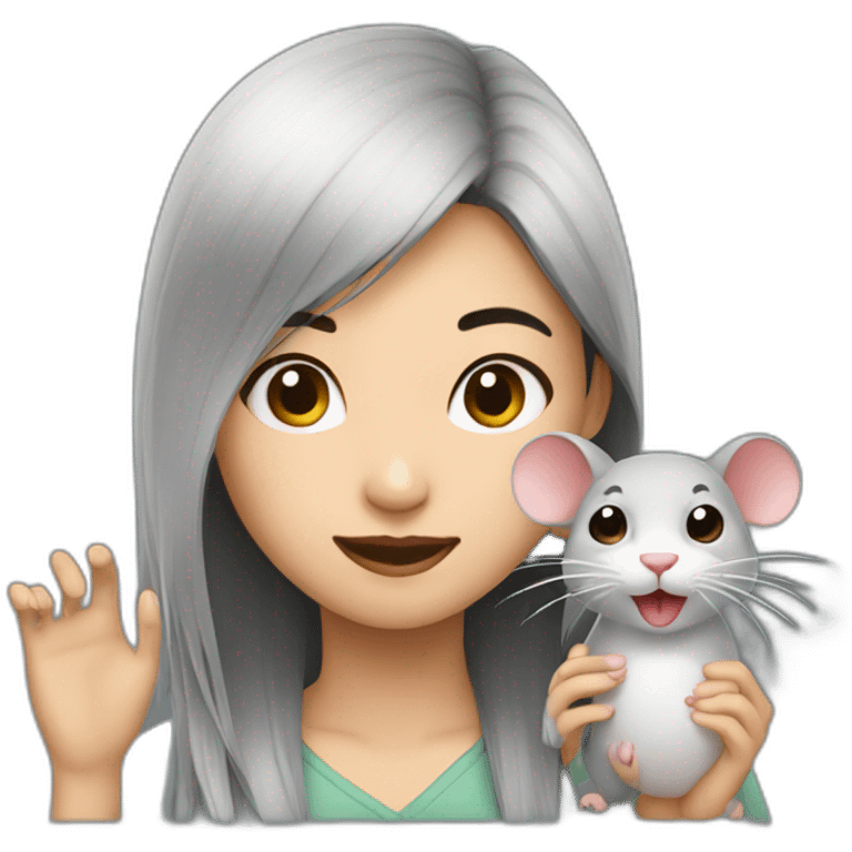 Asian girl with rat emoji