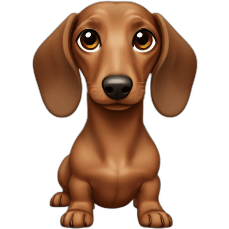 fawn colored dachshund with a dark chocolate colored nose and brown eyes with a slight touch of dark-green emoji