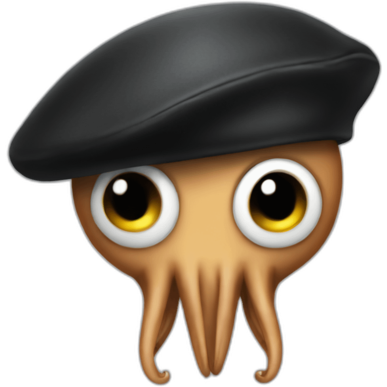 Squid wearing a black beret emoji