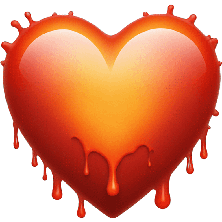 bleeding red heart shape glowing red-orange emoji