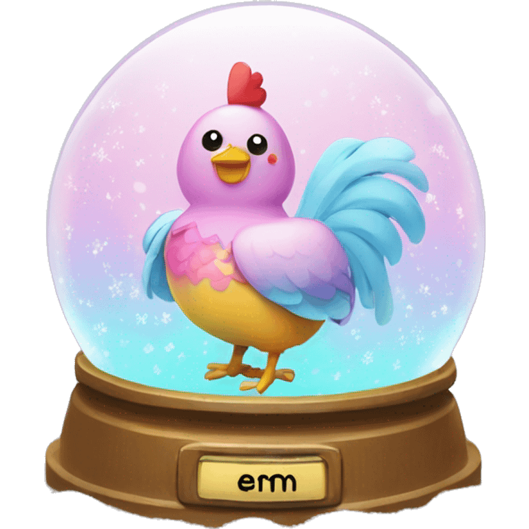 Kawaii rainbow pastel bedazzled chicken with big butt in an under the sea snow globe  emoji