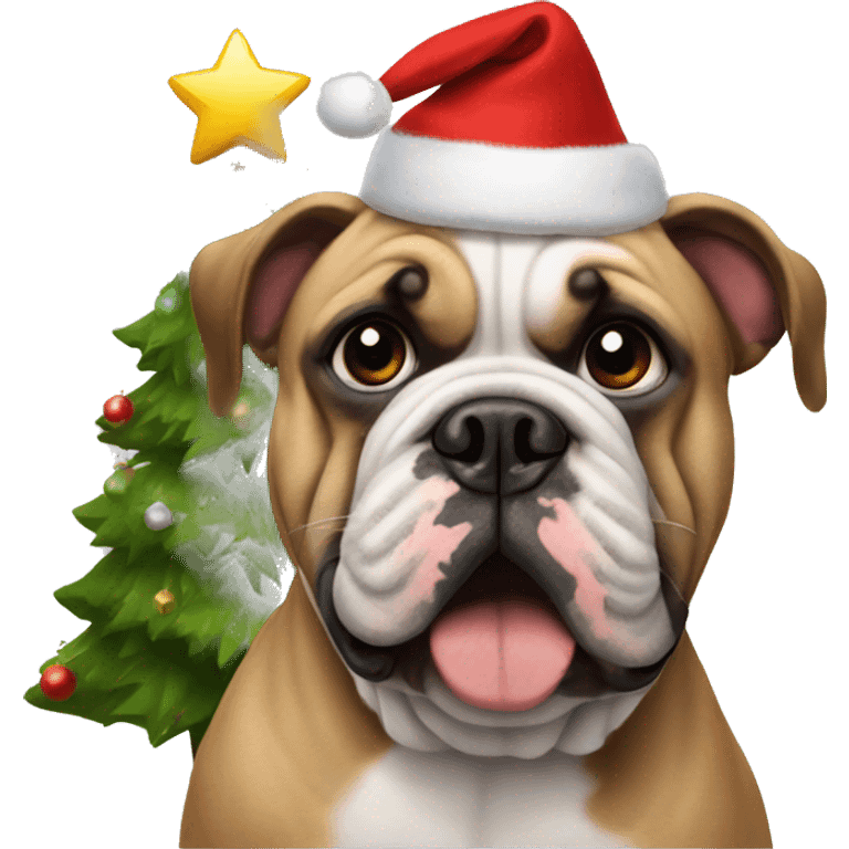 Christmas tree with bulldog emoji