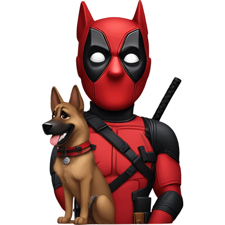 Deadpool with a German shepherd  emoji