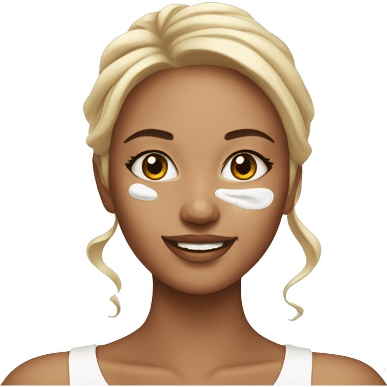 Beautiful girl doing skincare emoji