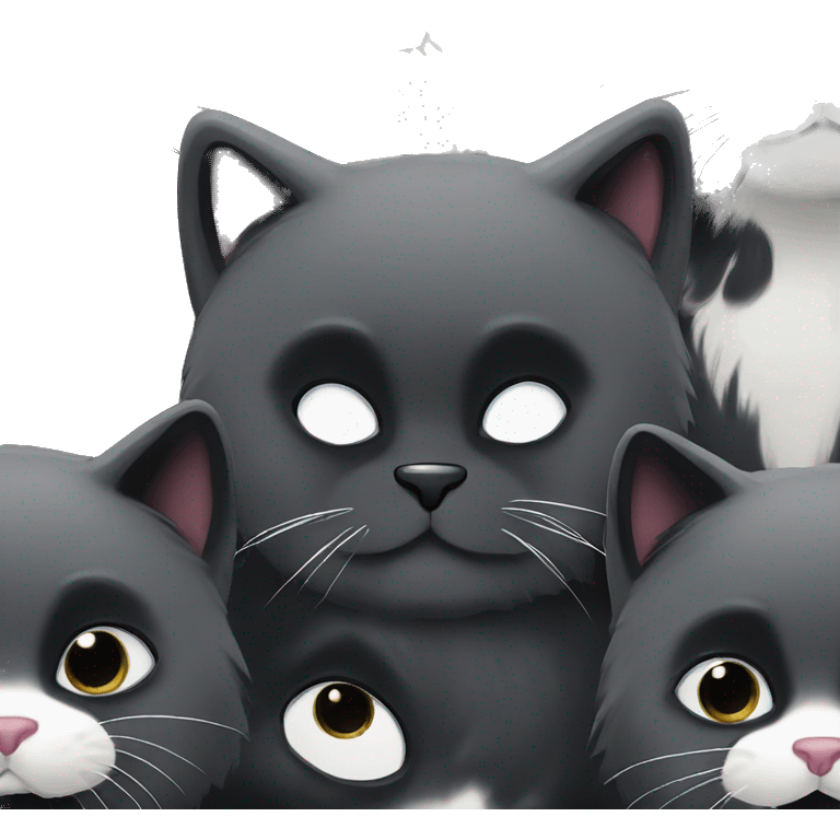 black long hair cat with black and white muzzle emoji