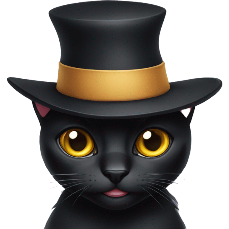 Black Cat with a hat emoji