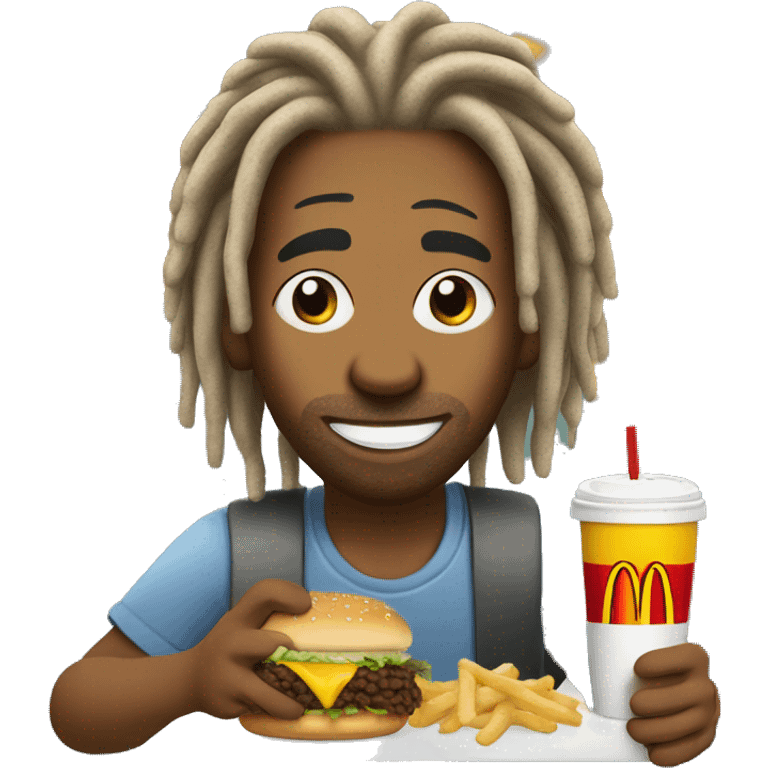 Man with dreadlocks eating McDonald’s emoji