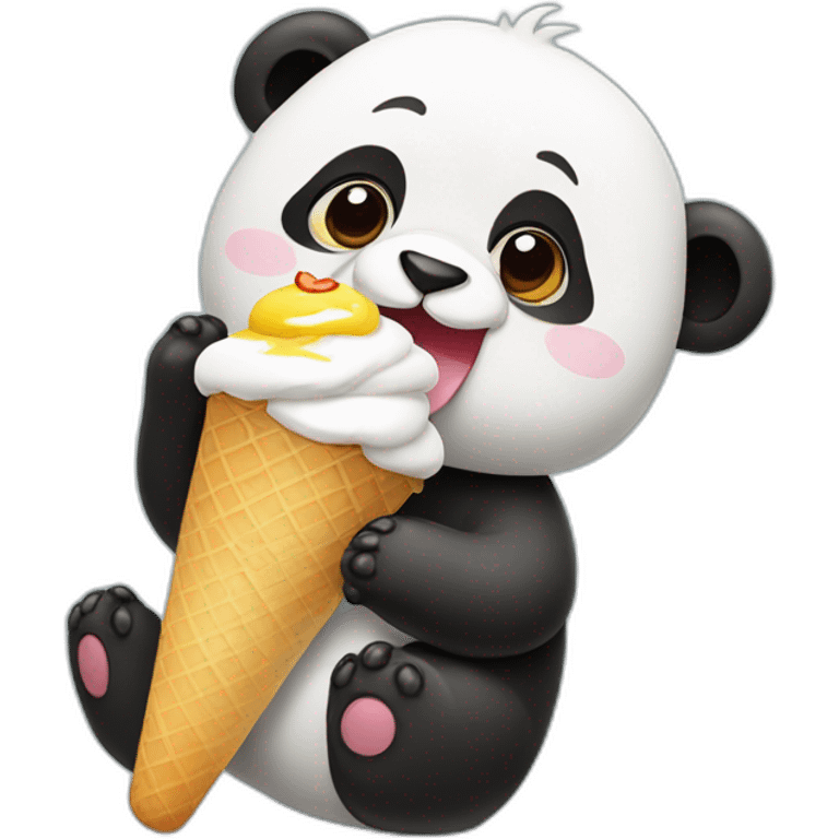 Panda eating ice creams  emoji