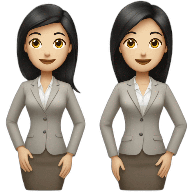 Two business girls, white, one tall with short black hair, one smaller with long light brown hair emoji