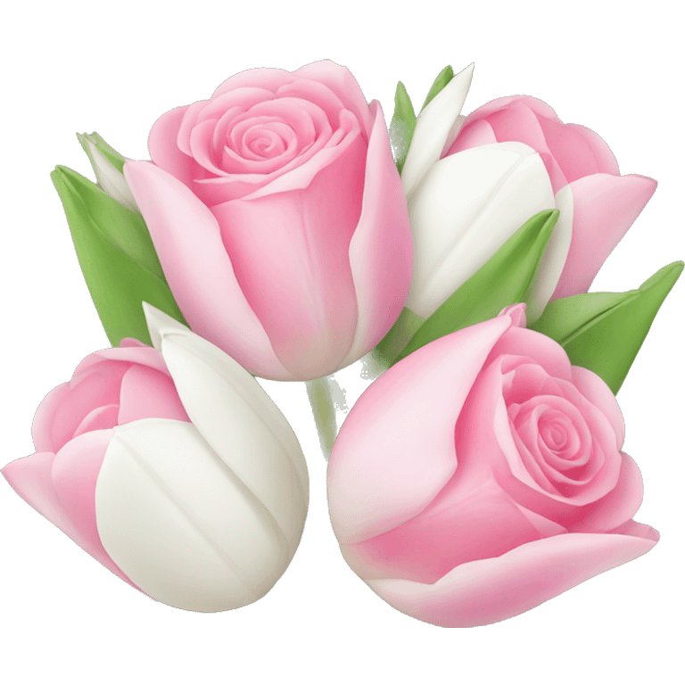 Bouquet of pink rose and white tulips emoji