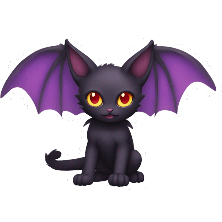 Cute cool dark black red purple bat cat Fakemon full body emoji