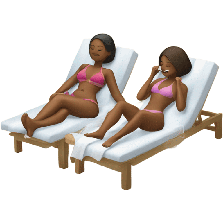 Two women sunbathing by pool emoji