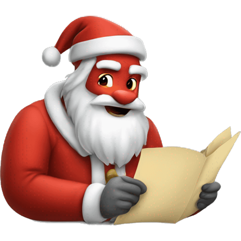 Dragon Santa working on his list emoji