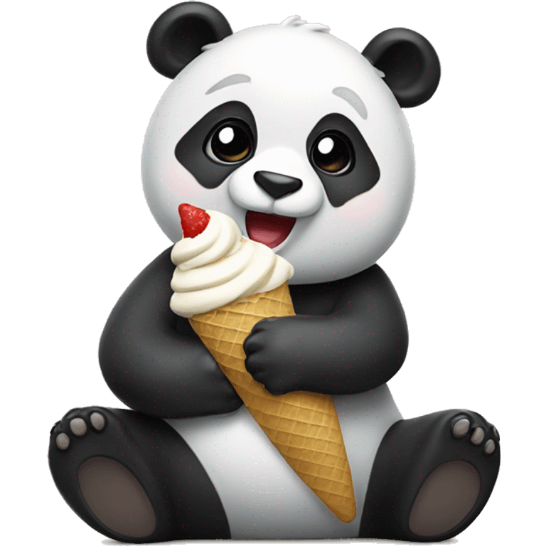 Panda eating ice cream emoji