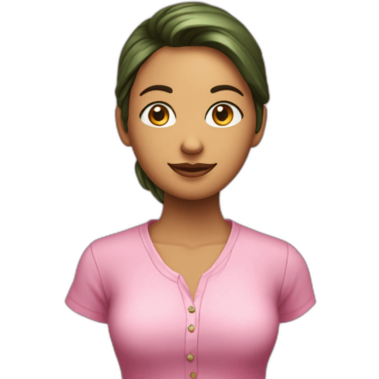 Chica con pañuelo rosa y camisa verde emoji