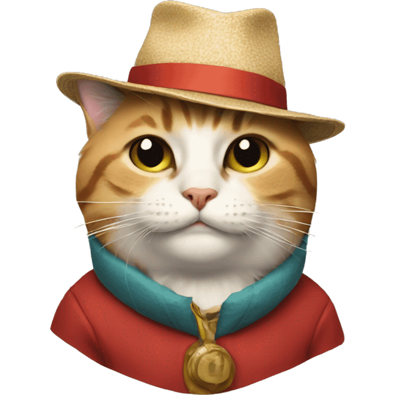 Cat with hat and cigarette  emoji