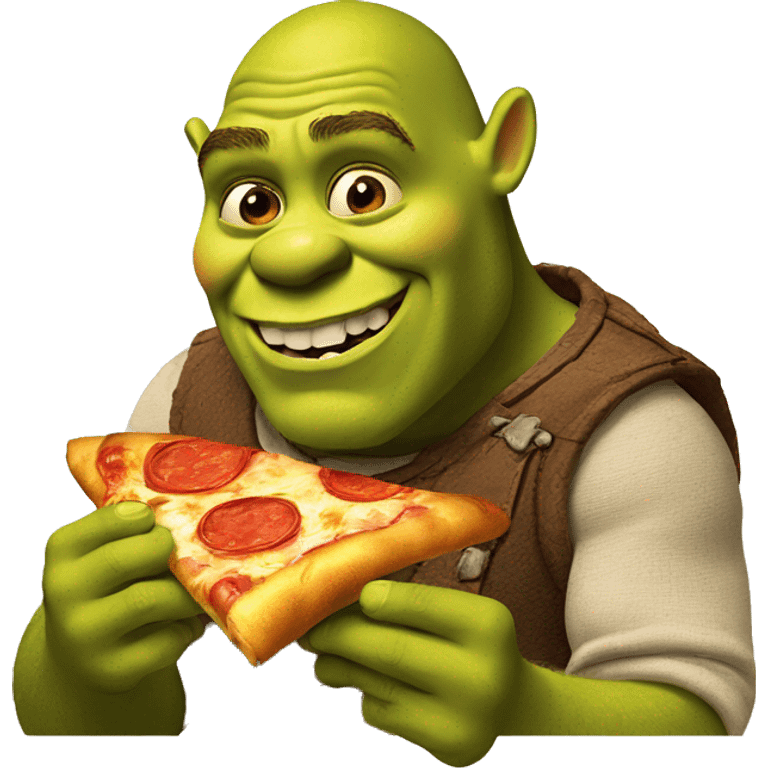 Shrek eating pizza emoji