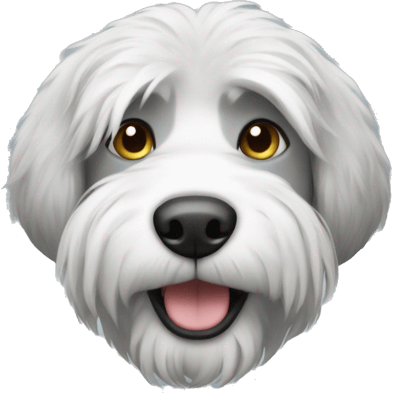 Hairy white and grey dog emoji