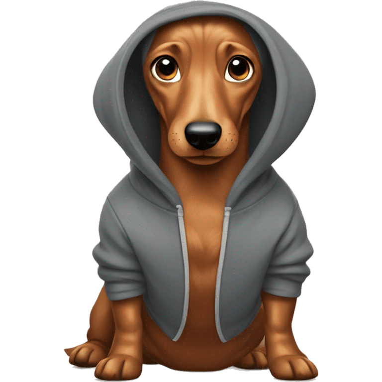 Wiener dog wearing hoodie emoji