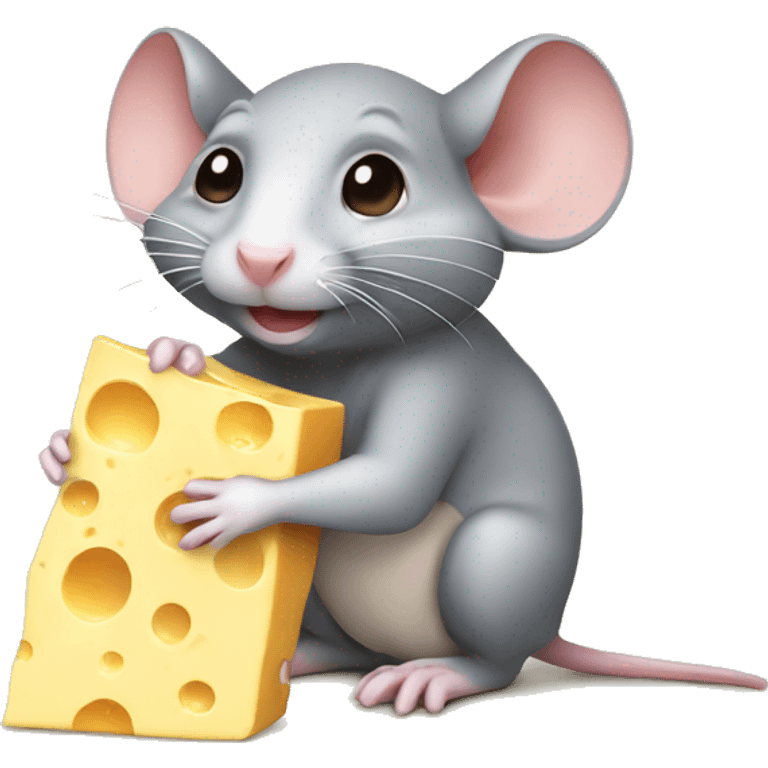 Cute Rat eating cheese  emoji