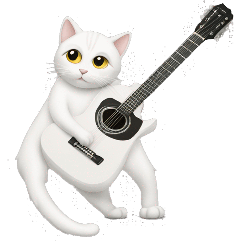 Cat white guitar emoji