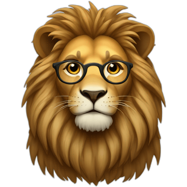 Lion sitting with spectacle emoji