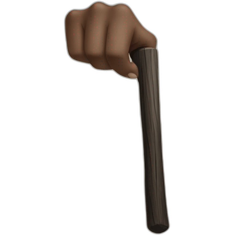 hand holding tightly a big black woodstick emoji