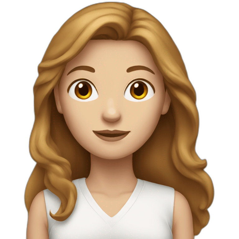 white woman with long brown hair emoji