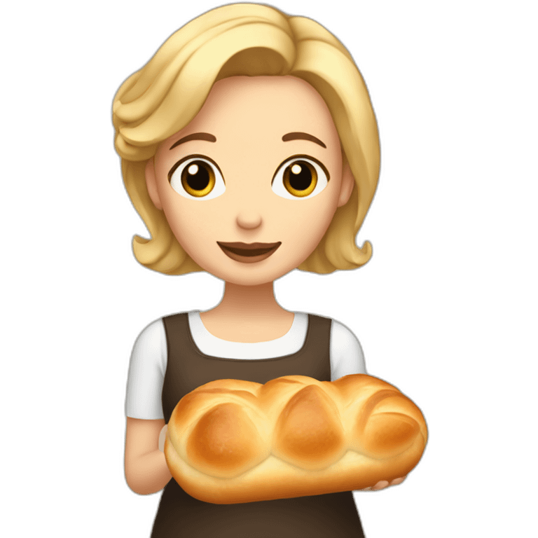 Blonde girl with short hair holding a challah emoji