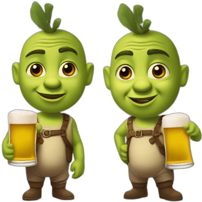 little Pinokio from the shrek with beer emoji