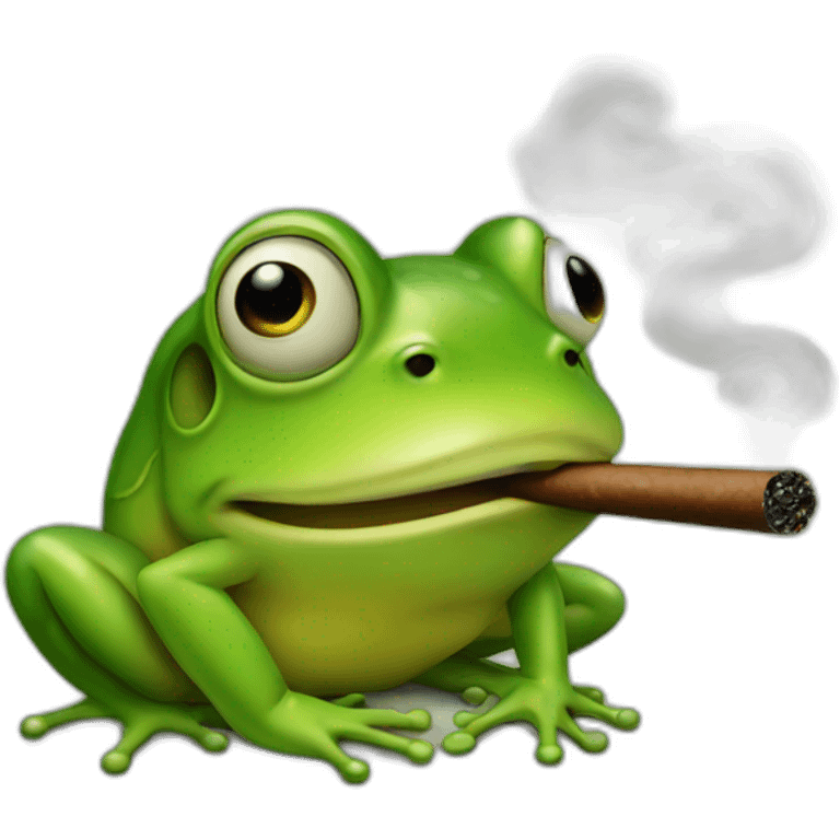 Frog somking cigar with smoke emoji