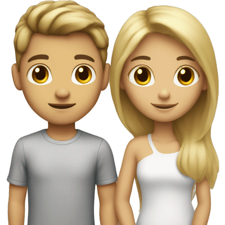 Blond Girl with Brown Hair Boy  emoji