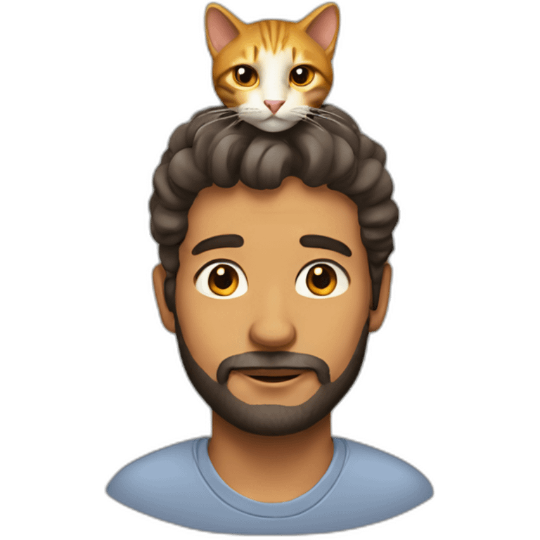 man with cat on top of his head emoji