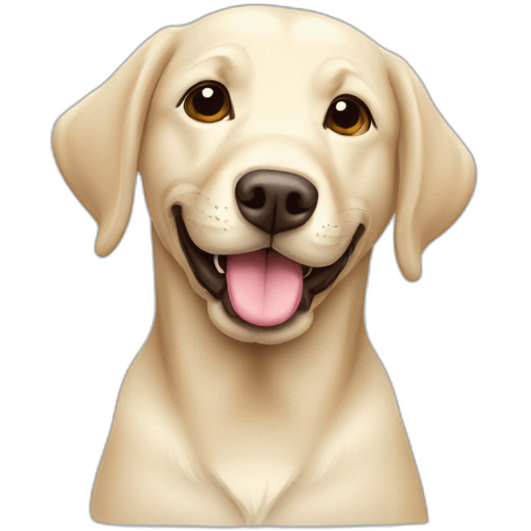 sticker, playful Labrador Retriever (all white) winks one eye, with short ears, outline, vector emoji