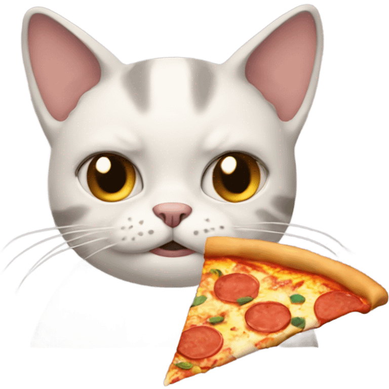 Sad cat eating pizza emoji