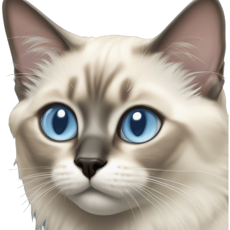 Balinese cat with light blue eyes and medium length fur emoji