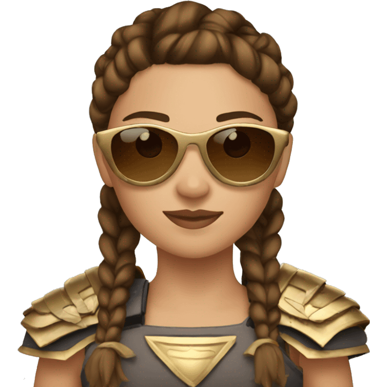 Girl gladiator with French braids, brown hair and sunglasses emoji