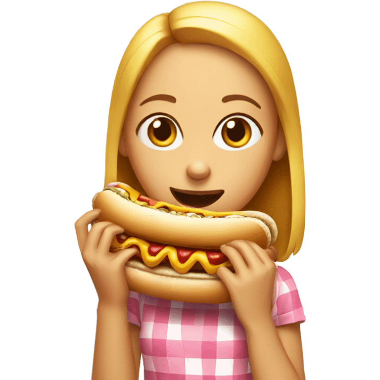 Girl eating hotdog emoji