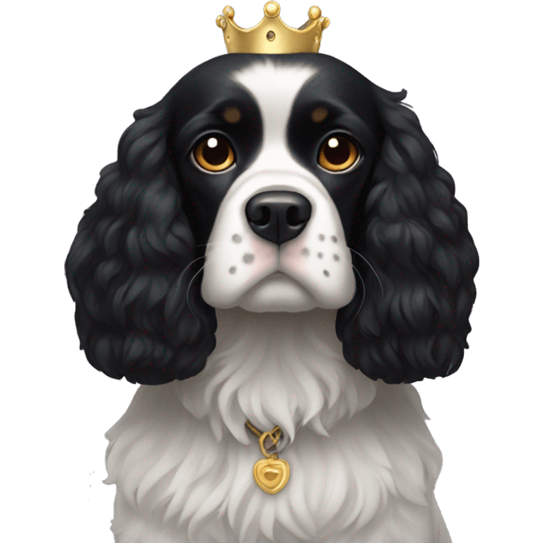 Small completely black king spaniel with black fur on his whole face and white fur on chest emoji