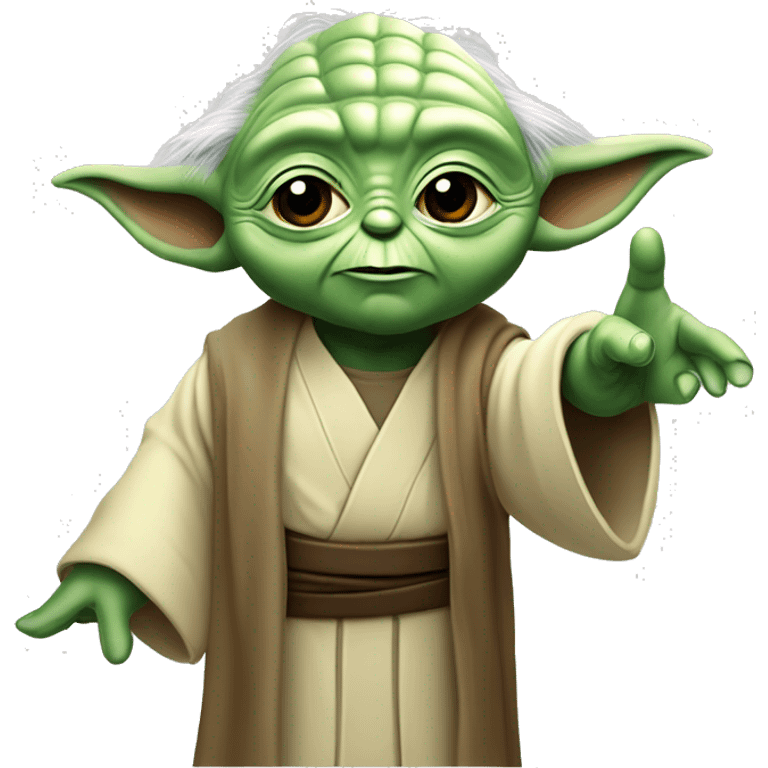 Master Yoda raises his hand in greeting and says his famous line, “May the force be with you.” emoji