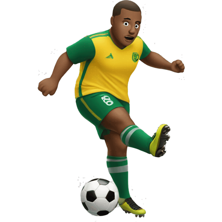 fat small soccer player kicking emoji