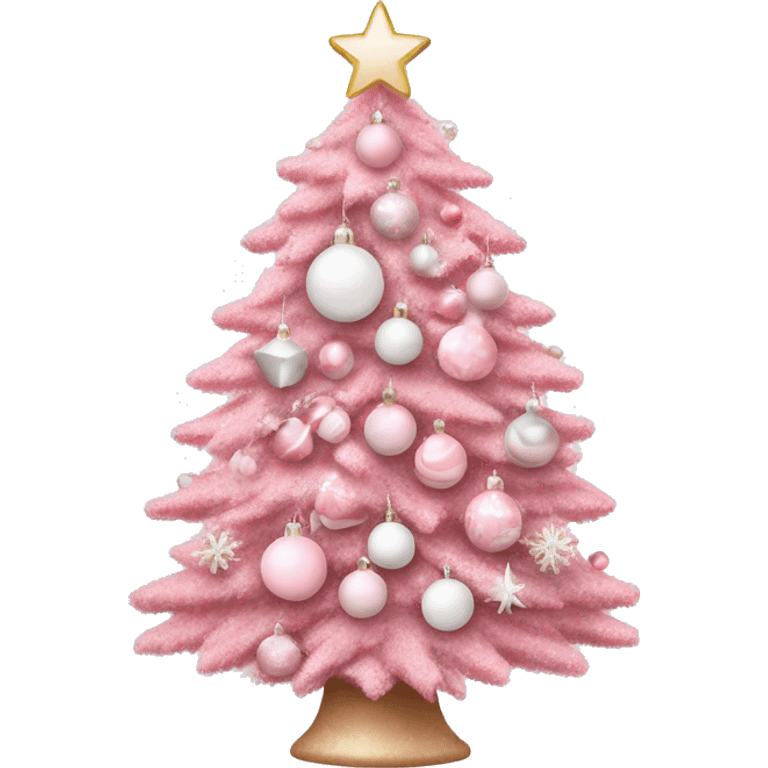 Pink pastel Christmas tree with pink and white ornaments  emoji