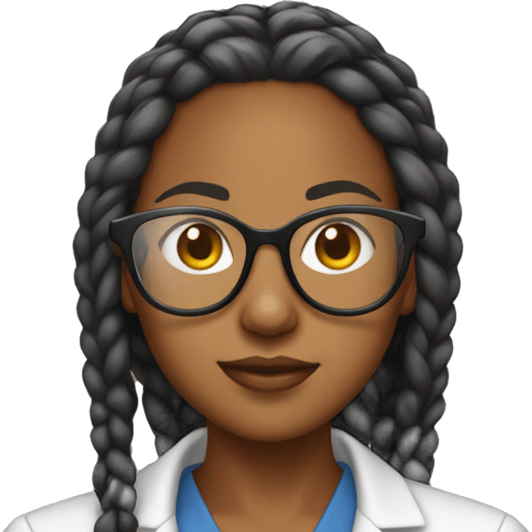 Black female scientist with box braids and glasses emoji